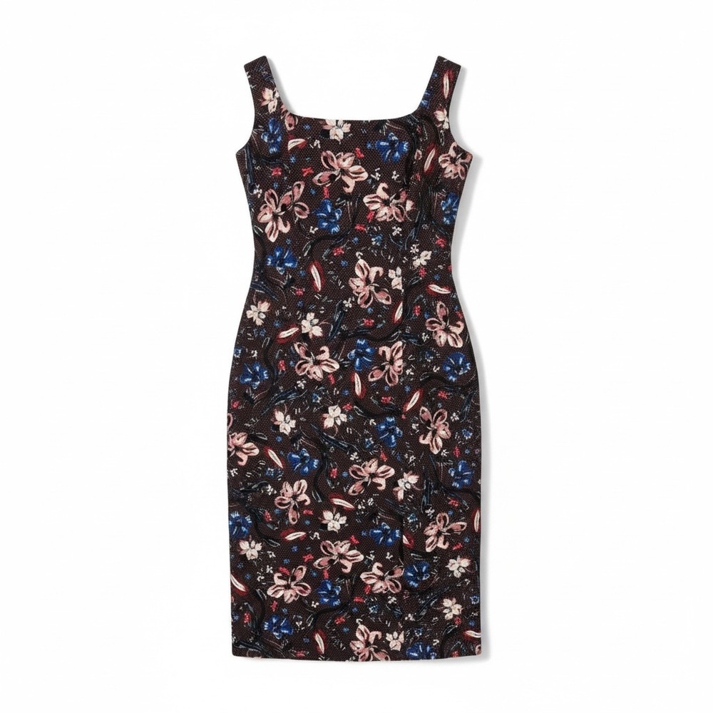 ERDEM Arlie Floral Jacquard Midi Sheath Dress Blue Pink Wedding Guest US 8 - Picture 2 of 15